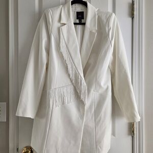 River Island Fringe Long Sleeve Blazer Minidress